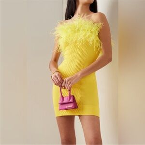 Staud Blanca Feather-Trimmed Dress